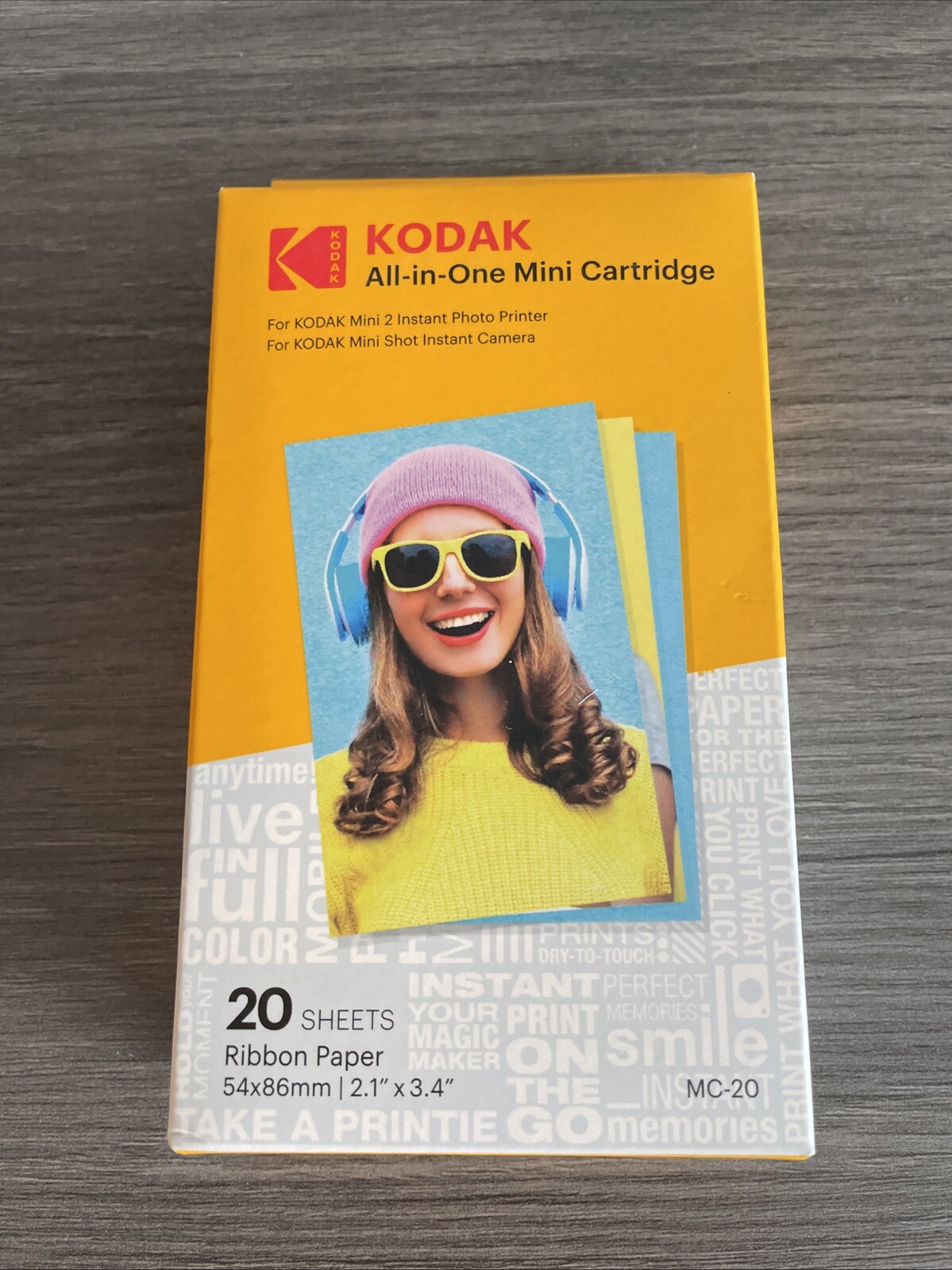 KODAK All-in-One Mini Cartridge 20 Sheets Mini 2 Photo Ribbon Paper, MC-20
