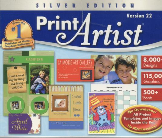 Print Artist 22 Silver PC CD templates projects banners brochures calendars NEW