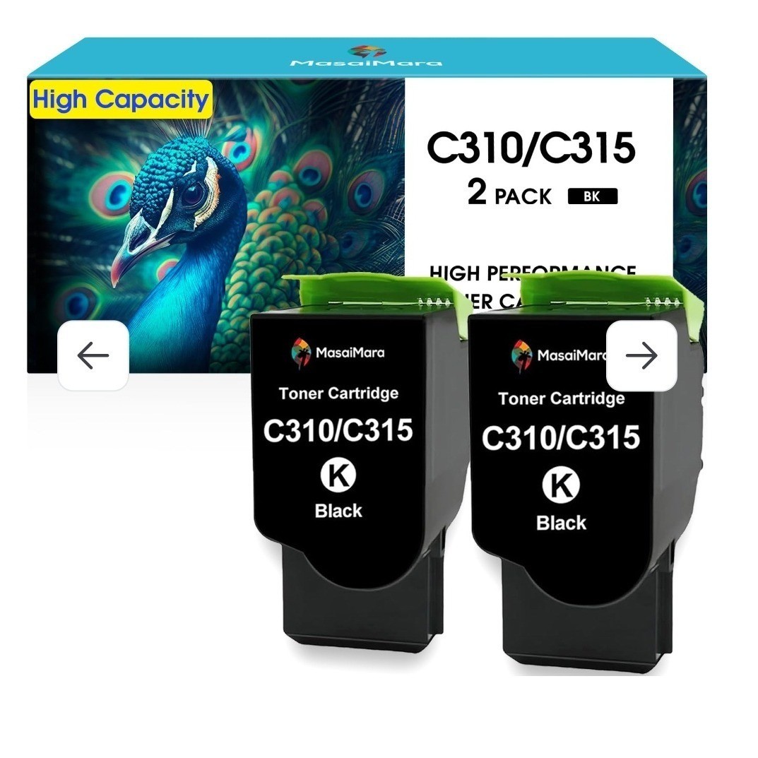 MasaiMara C310 C315 Black Toner Cartridge 2 Pack High Capacity 8500 Page Yield