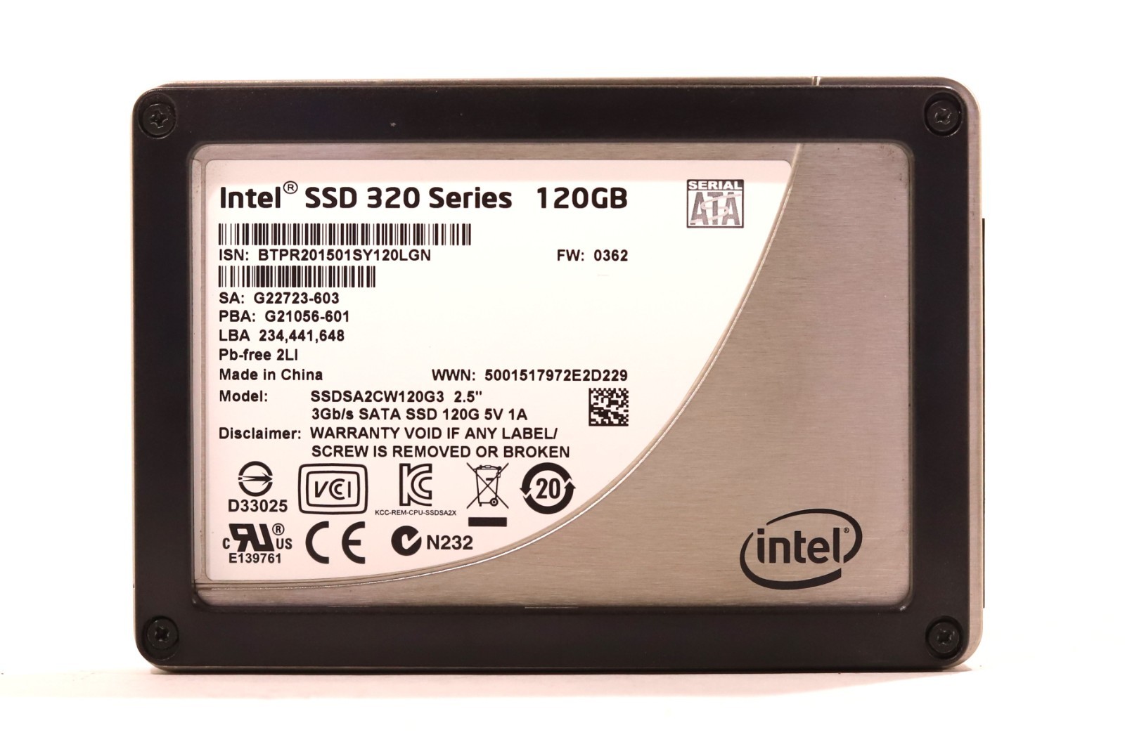 Intel SSDSA2CW120G3 320 Series 120GB 2.5" 3Gb/s SATA Solid State Drive Tested