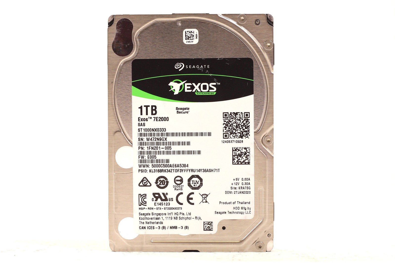 Seagate ST1000NX0333 1TB 2.5" 12Gb/s 128MB 7.2K RPM SAS HDD P/N: 1FN201-005