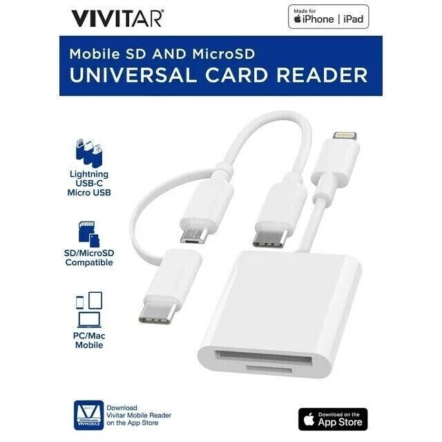 Vivitar Mobile SD and MicroSD Universal Card Reader White MOV4016 V1