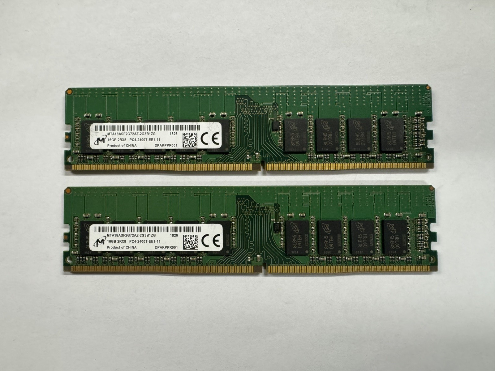 (Lot of 2) Micron 16GB 2Rx8 PC4 2400T DDR4 RAM MTA18ASF2G72AZ 2G3B1ZG (Tested)