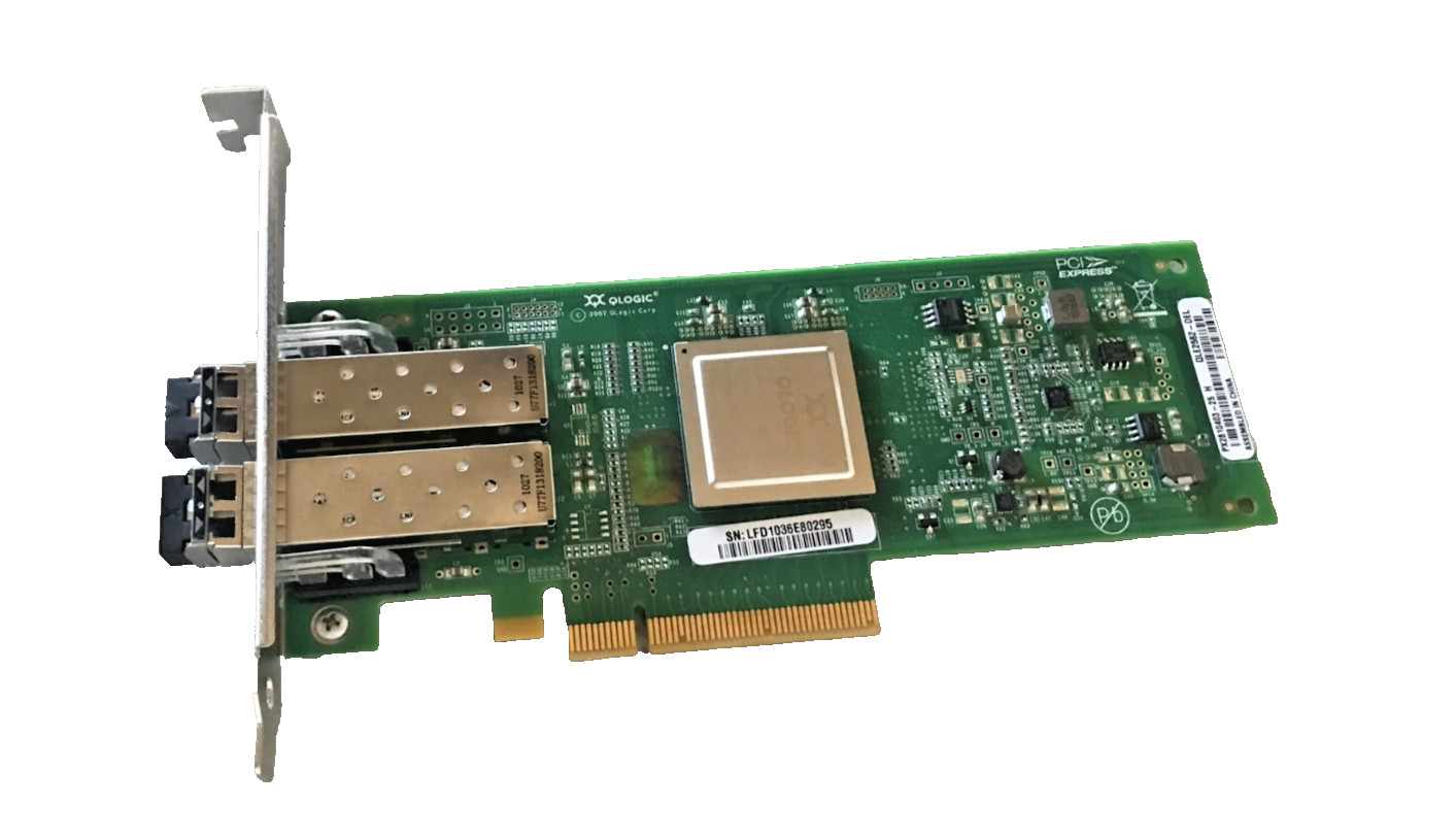 QLogic QLE2562-DELL FC Dual-Port 8 Gb PCI-E x8 Network Adapter 06T94G FP w/ SFP