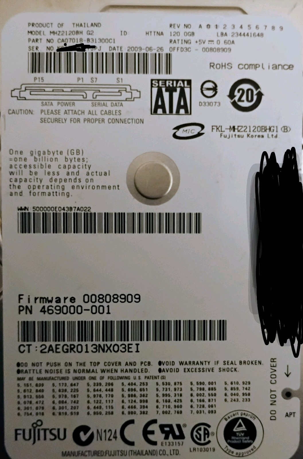 Fujitsu MHZ2120BH 120GB 2.5 5400RPM Laptop Internal Hard Drive 3.0Gb/S SATA HDD