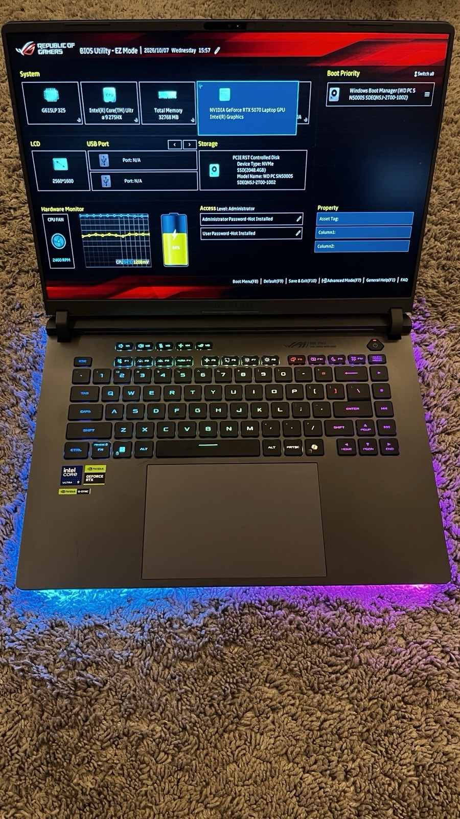 ASUS ROG Strix G16 G615LP 16" (2TB SSD, Intel Ultra 9 275HX, RTX 5070, 32GB)