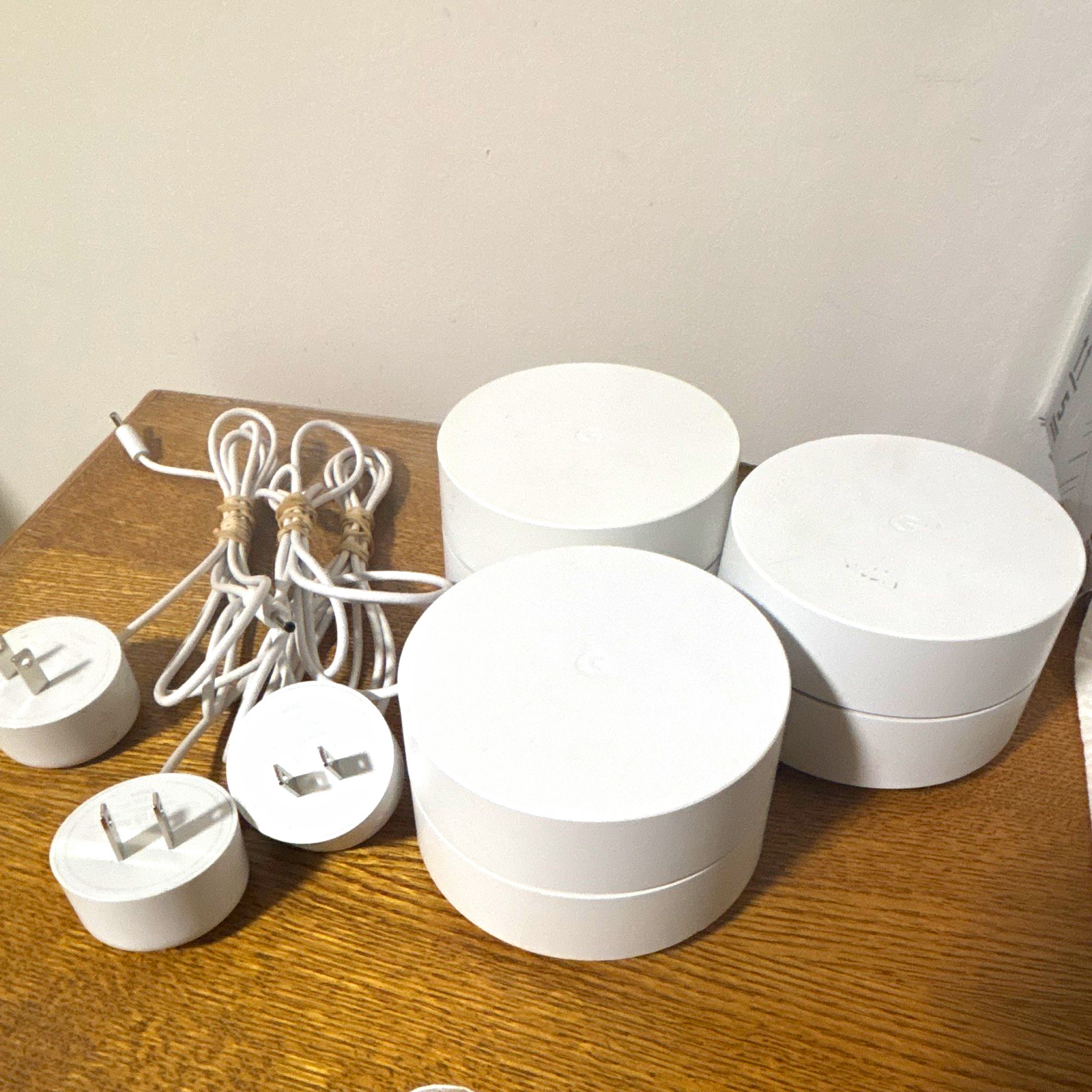Google Wifi GJ2CQ AC1200 Dual-Band Mesh Router 3-Pack White w/ Adapters