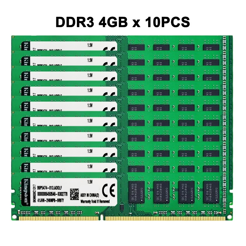 Kingston DDR3 40GB 10x4GB 1333 1600MHZ 1.5V 240-Pin PC3 DIMM Desktop Memory RAM