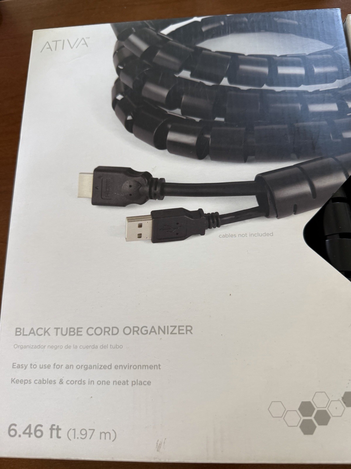 Ativa Black Cable Cover 6.46 ft Easy to Use Plastic Organizer for Cords