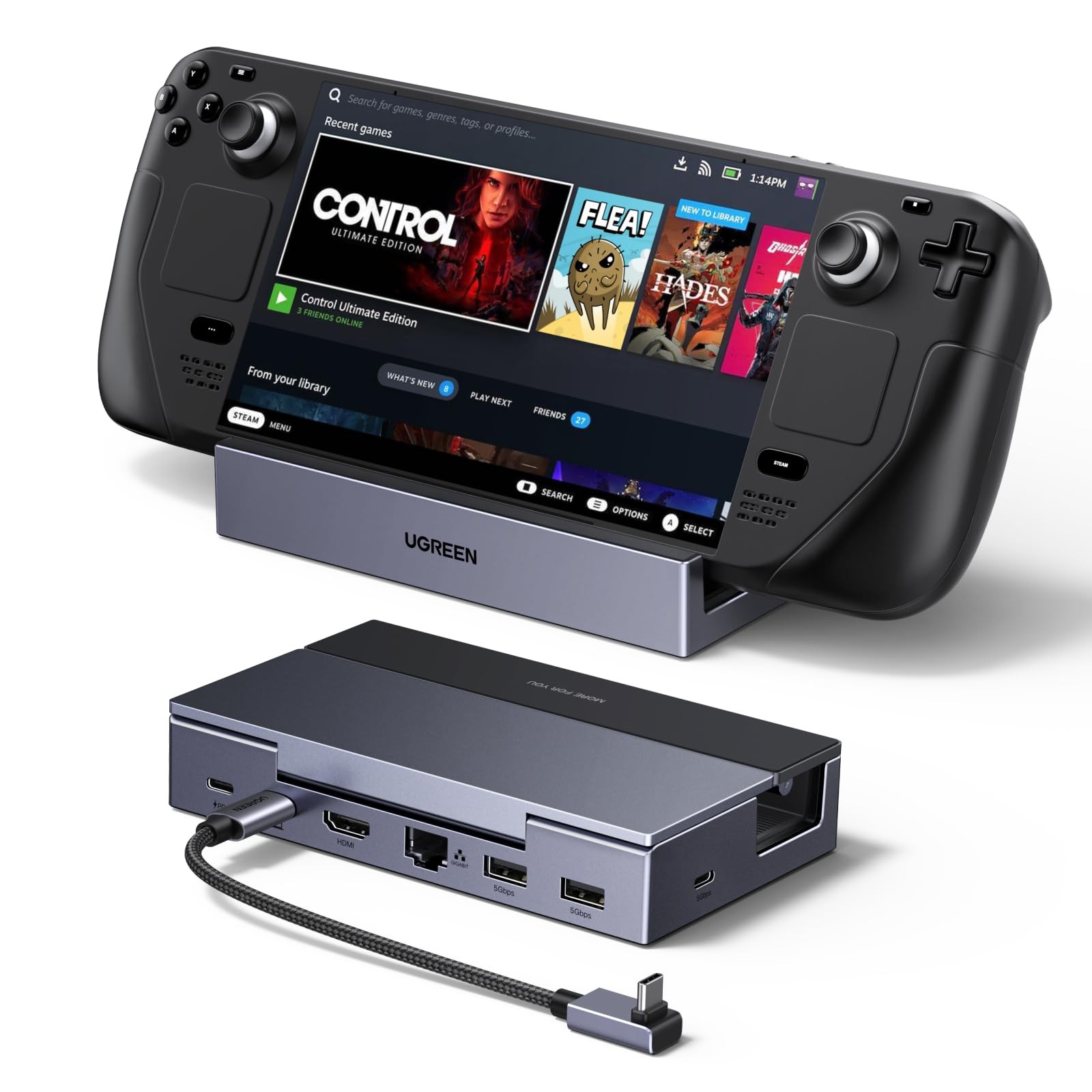 UGREEN Steam Deck Dock 6-in-1 4K@120Hz HDMI 2.1, 100W PD Grey