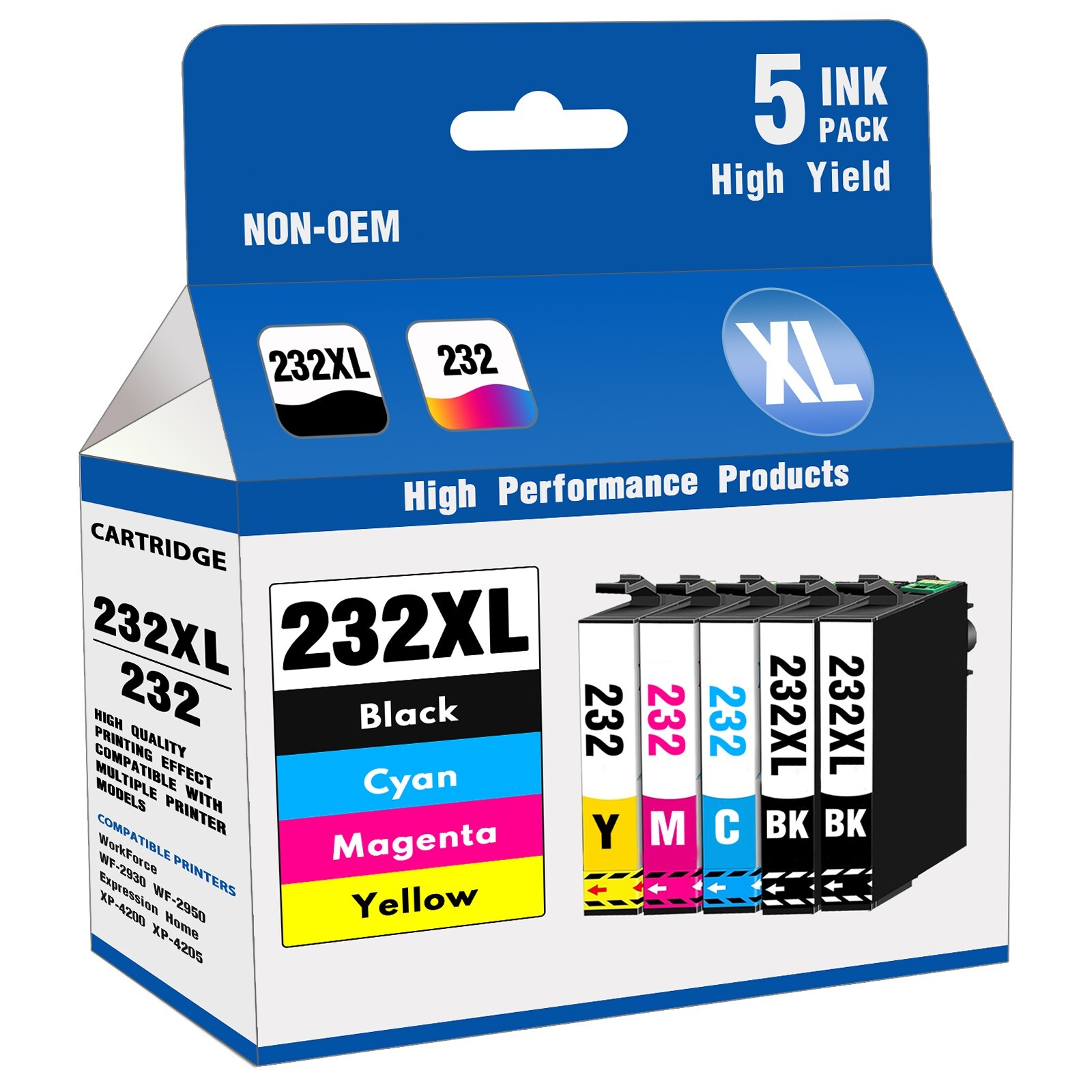 232XL Replacement for Epson Ink XP-4200 XP-4205 WF-2930 Printers (2BK/1C/1M/1Y)