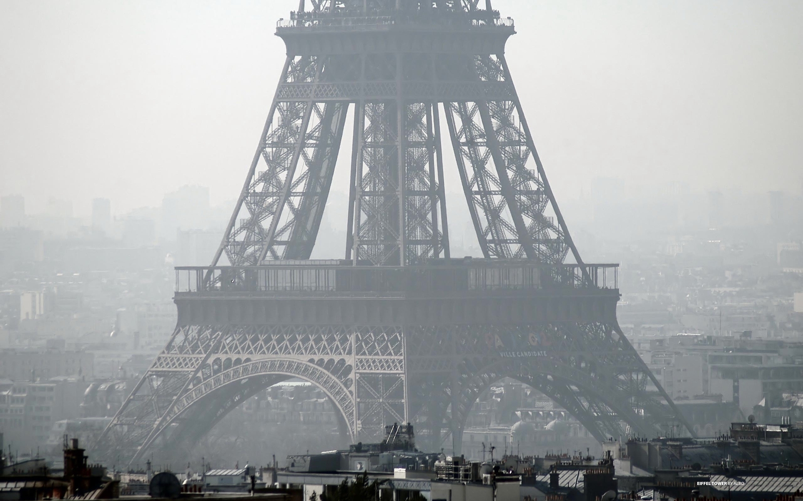 Landscape mist eiffel tower paris france architecture Custom Gaming Mat Desk