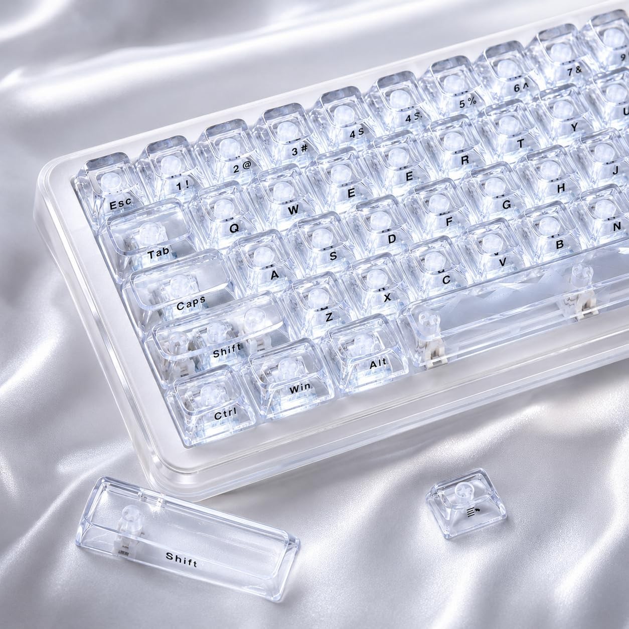 Ice Clear ASA Profile Transparent Shine Through Keycaps Set 126 Keys Set