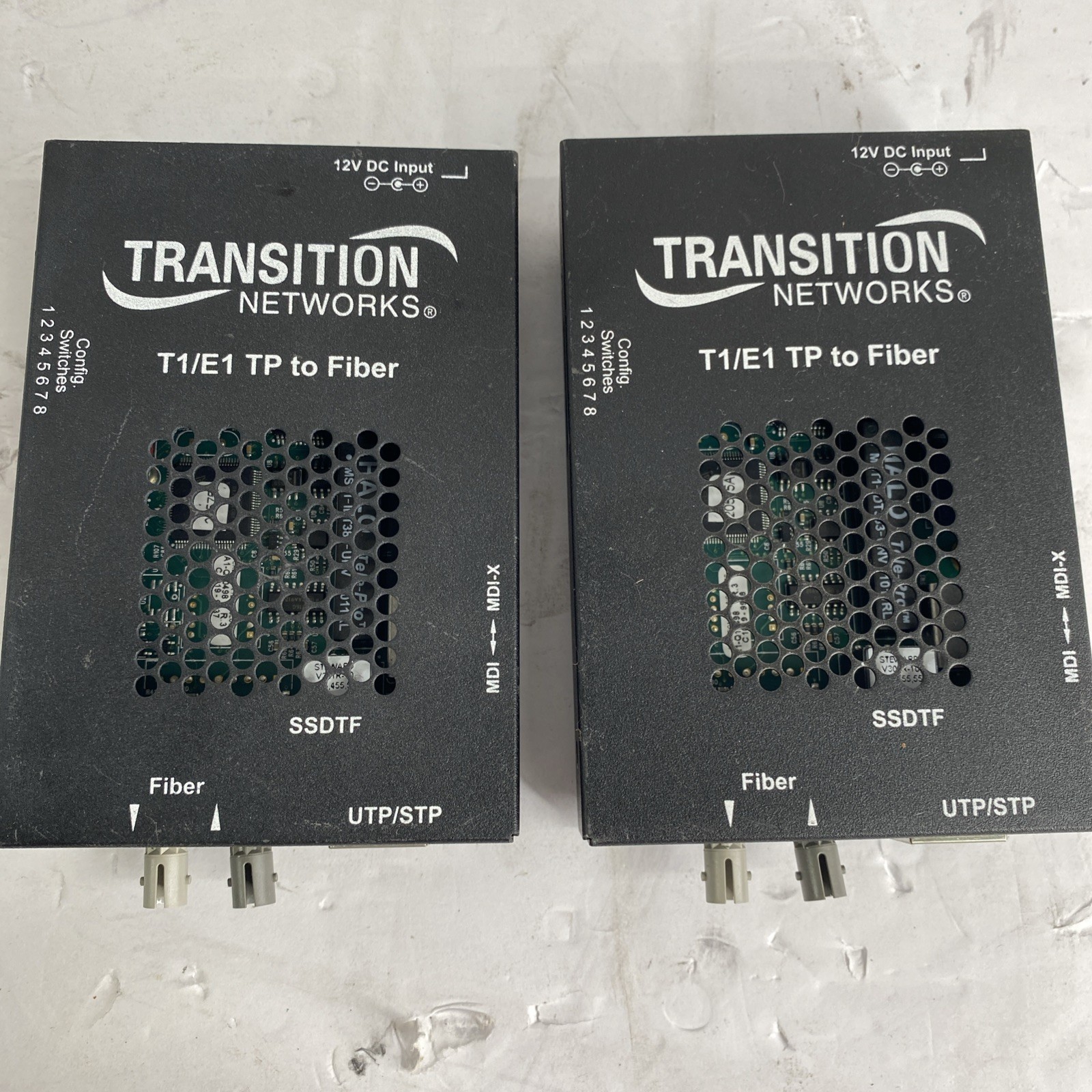 LOT OF 2 Transition Networks SSDTF1011-120 T1/E1 TP to Fiber