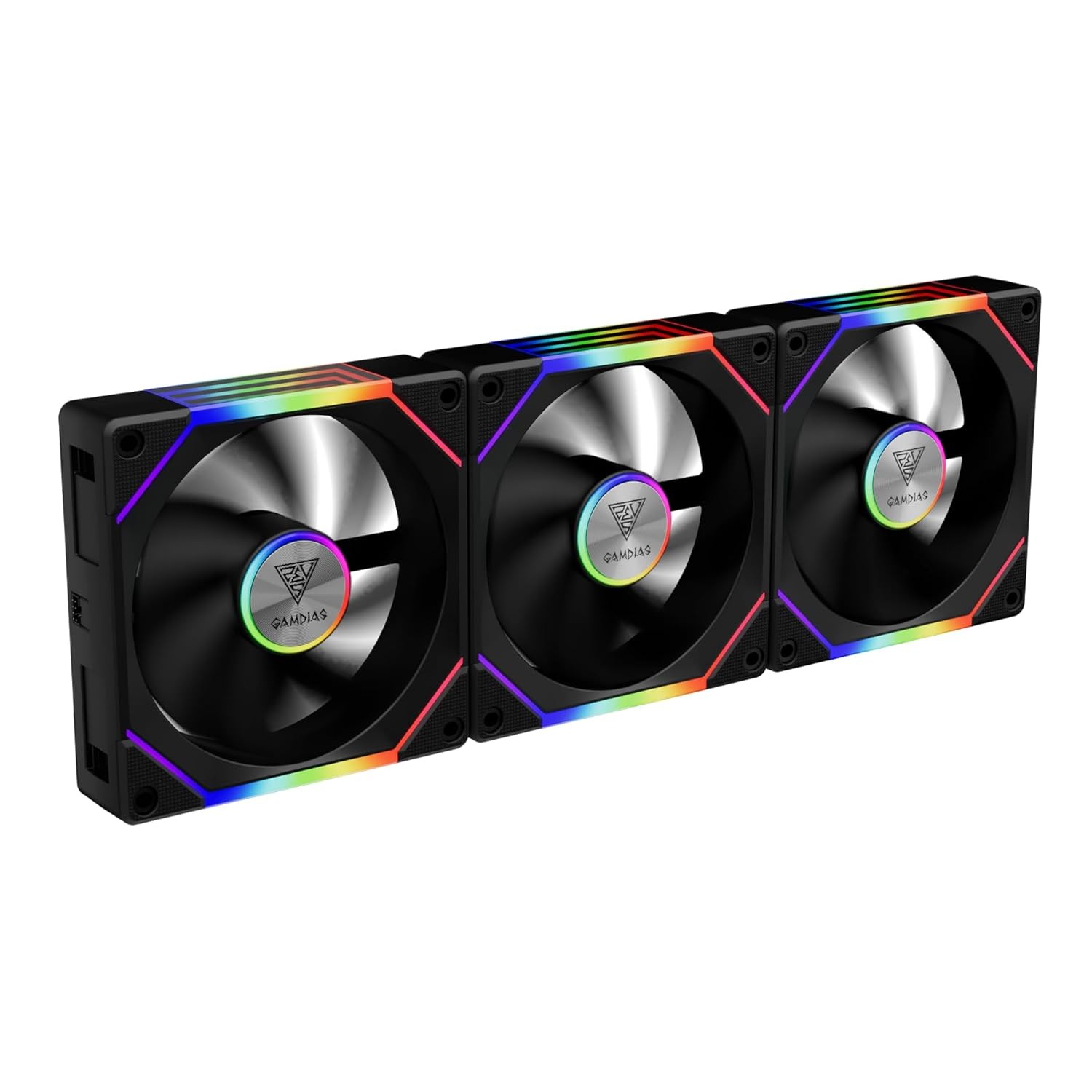 GAMDIAS 120mm ARGB PWM Fan Reverse Fan Blade x3 (3 Pack, no Hub) - Black