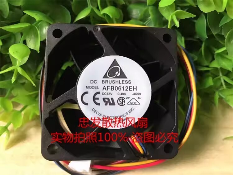 Delta AFB0612EH 6025 DC12V 0.48A 6CM 4-Wire Dual Ball Mute Cooling Fan