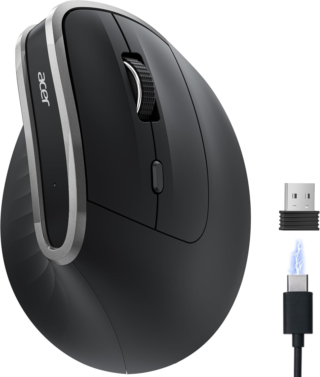Acer Ergonomic Vertical Wireless Mouse 2.4GHz USB 1600 DPI NEW - 