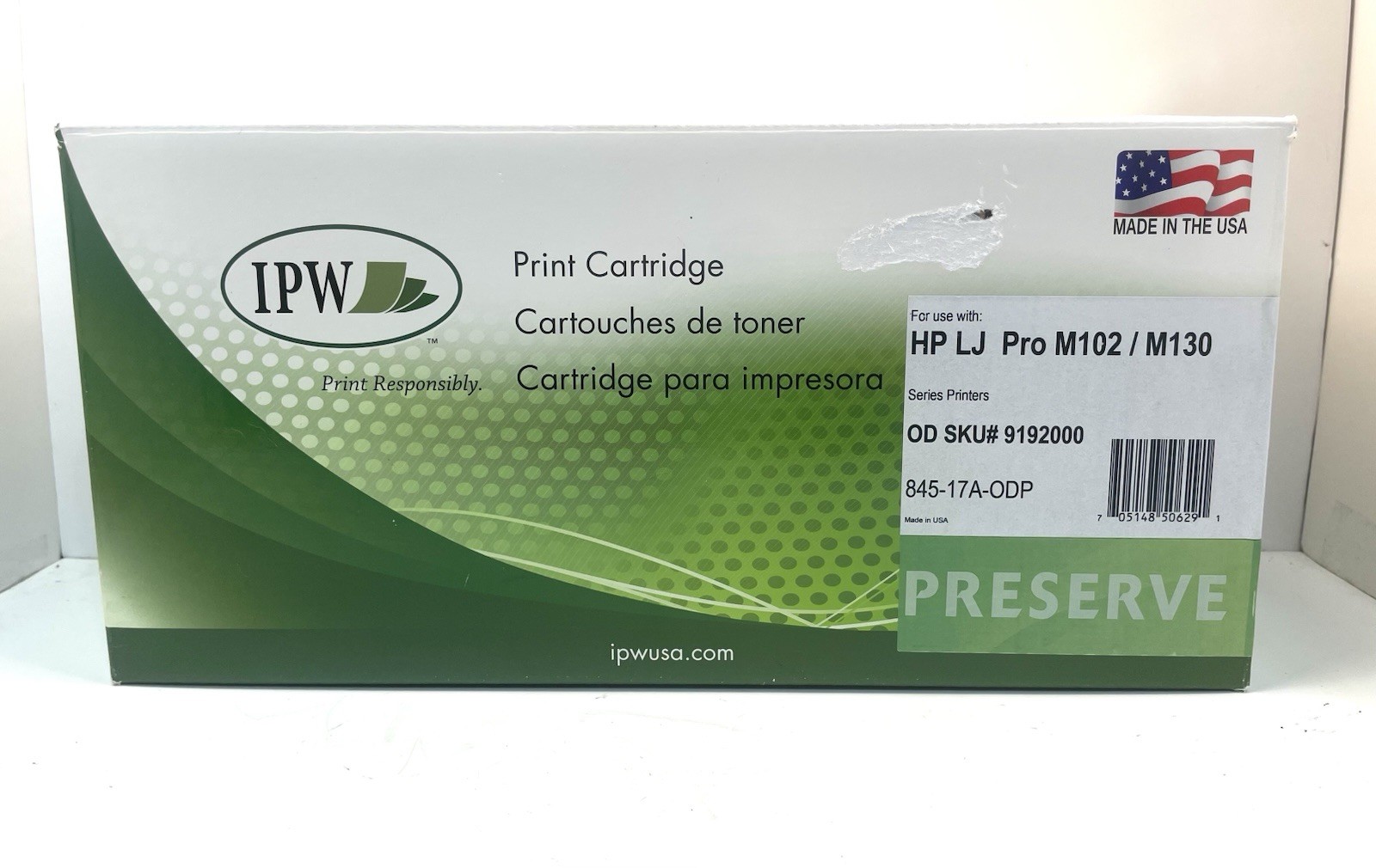 IPW Print Cartridge Black 845-17A-ODP New In Box HP (LJ Pro M102/M130)