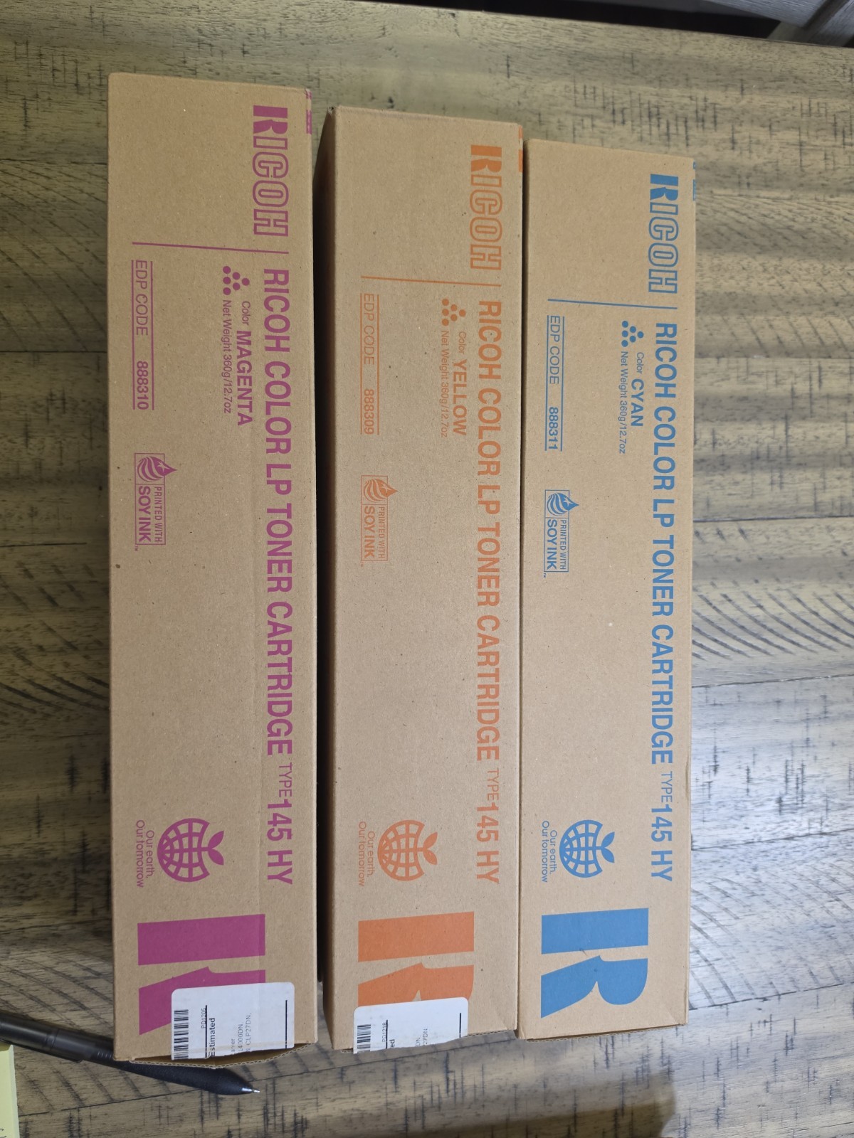 Ricoh Color LP Toner 145 HY Cyan Magenta Yellow 3 Pack 888309 888310 888311