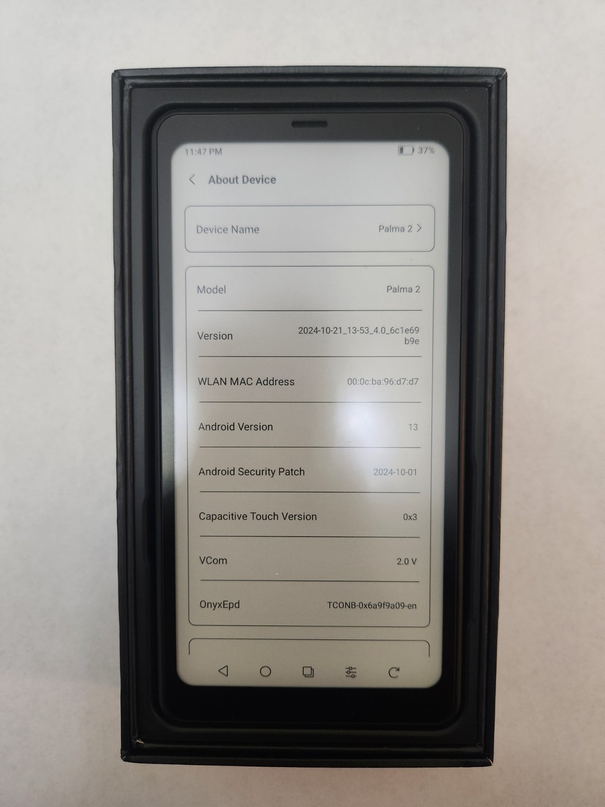 Onyx BOOX Palma 2 Mobile ePaper eReader 6gb/128gb G-Sensor 16MP Camera Black