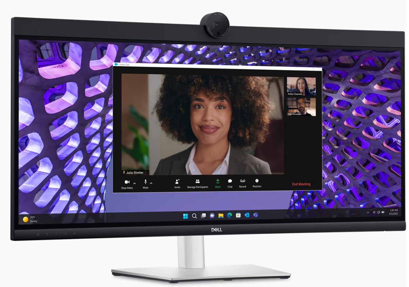 Dell P3424WEB 34" Curved WQHD Monitor 2K Webcam Speakers USB-C 90W PD Hub RJ45