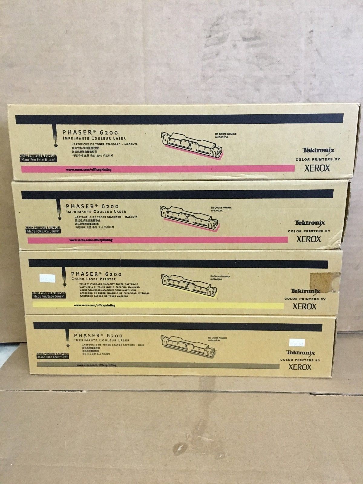New OEM  Xerox 016200200 (QTY 2) - 016200300 - 016200800 Toners - Phaser 6200 