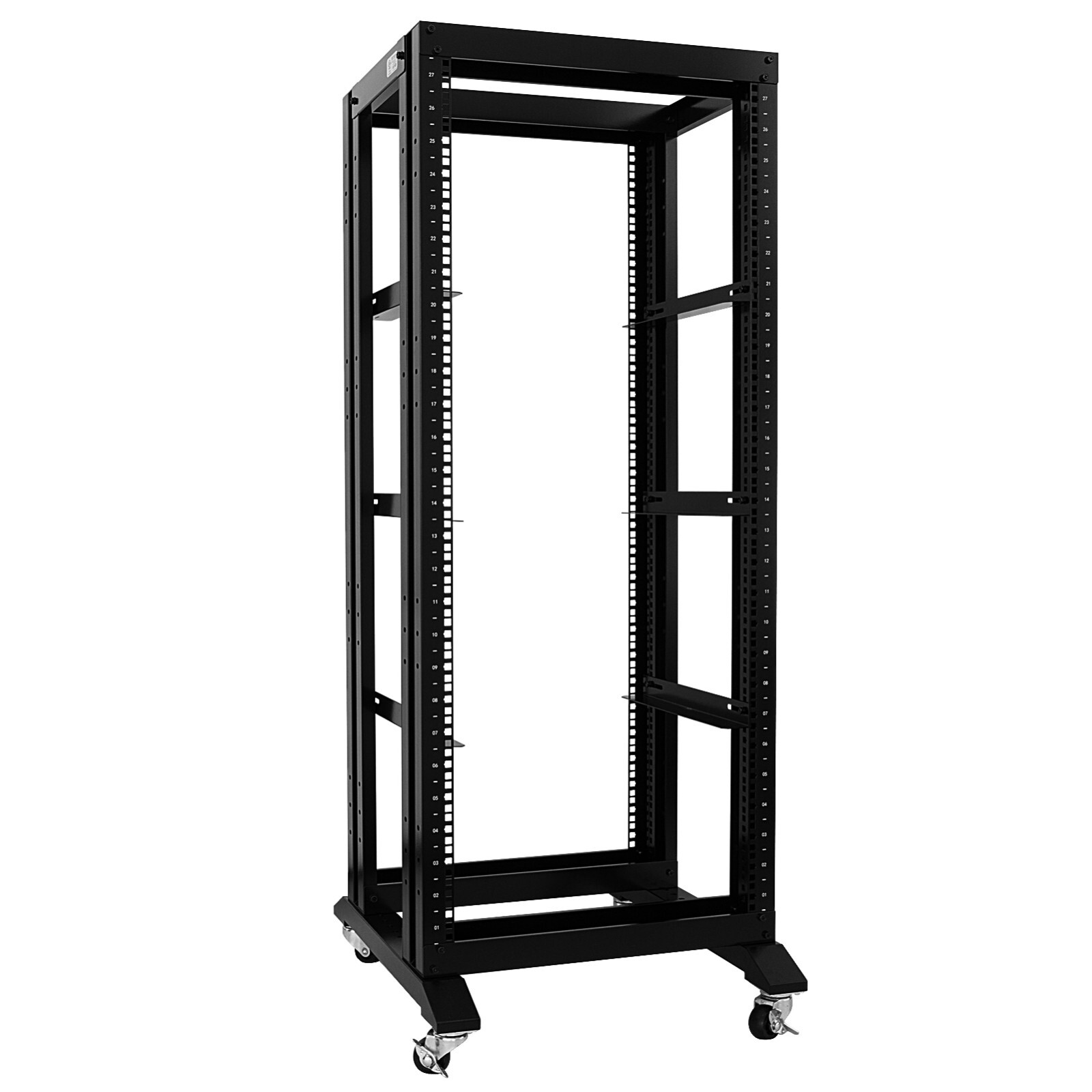 New 27U 4 Post Open Frame Network It Server Rack 17" Deep With L Rails