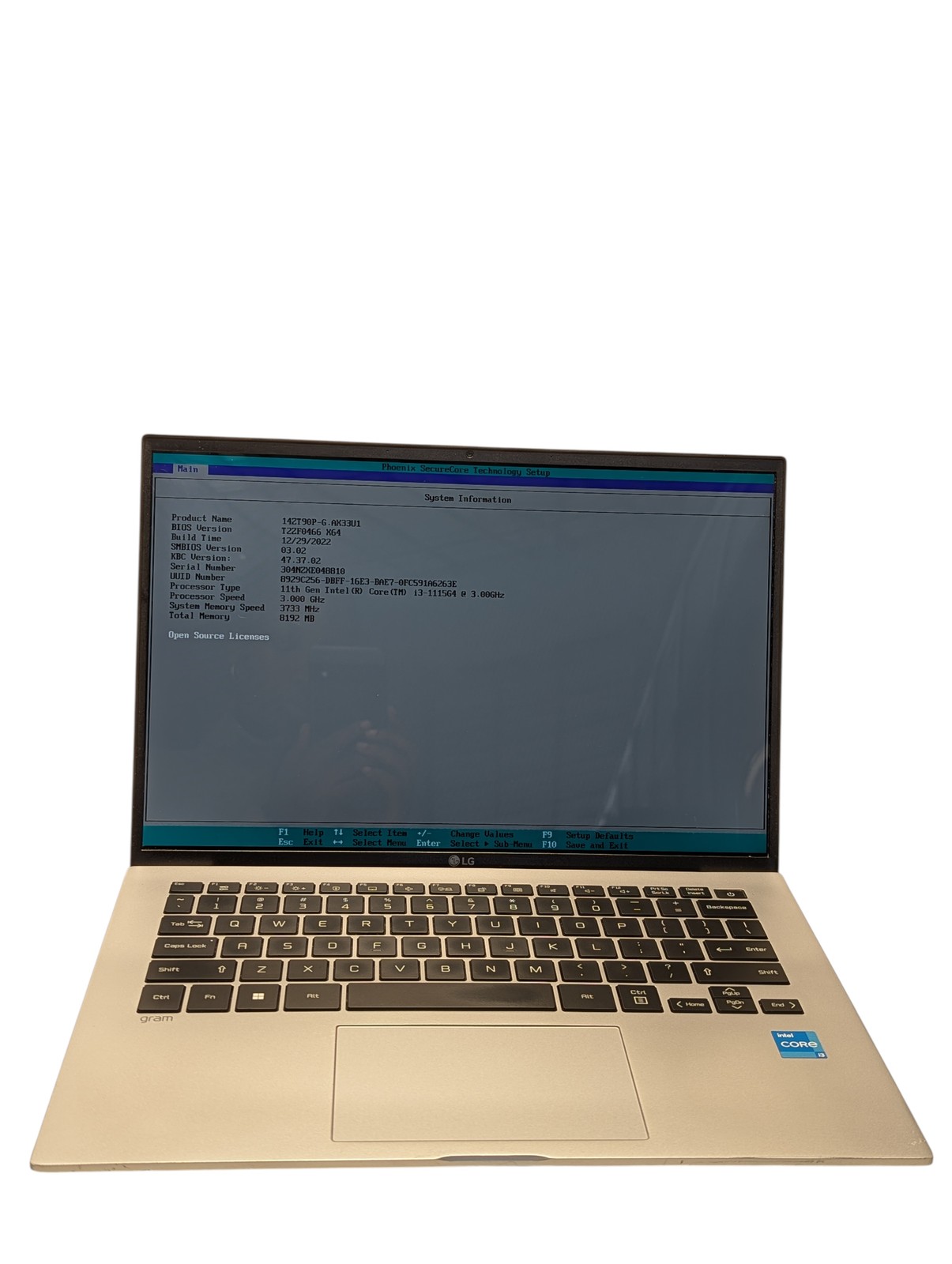 LG 14ZT90P-G.AX33U1 i3-1115G4 3.00GHz 14" 8GB RAM 256GB SSD Grade D