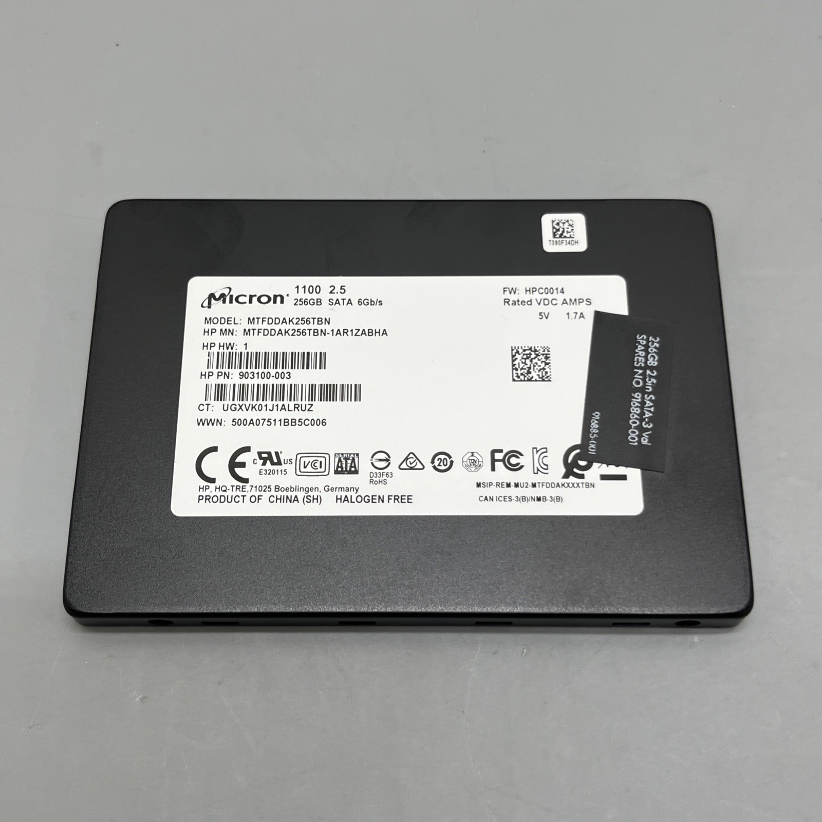 HP Micron 256GB SSD MTFDDAK256TB 1100 SATA 2.5" Solid State Drive 903100-003