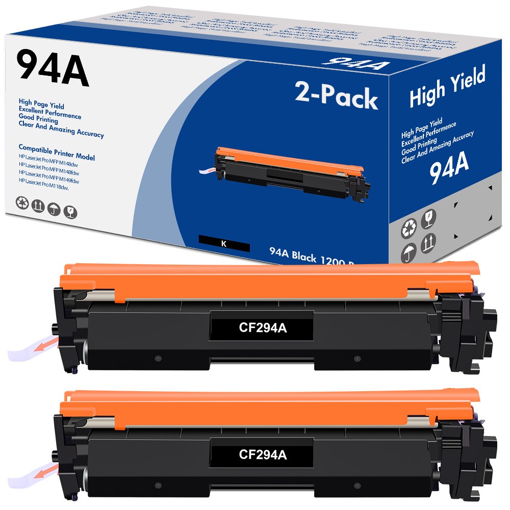 2 PK CF294A 94A Toner Cartridge For HP LaserJet Pro M118dw MFP M148fdw M148dw