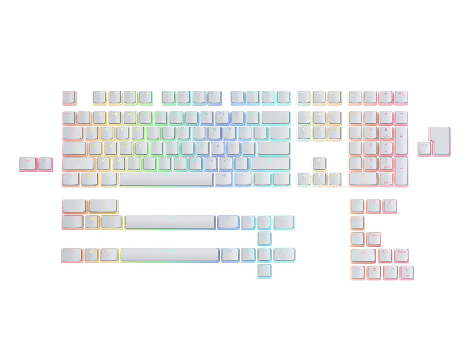 Aura V2 White PBT Pudding Keycaps Mechanical Keyboards ANSI ISO Compatible