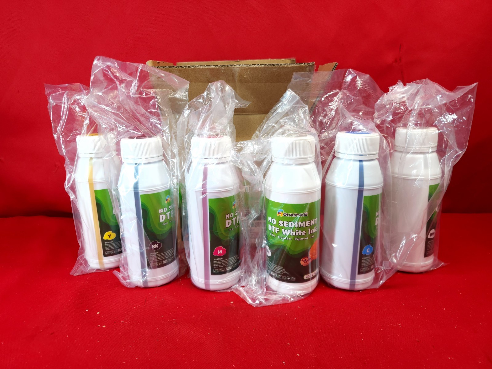 6 Pack No Sediment DTF Transfer Ink CMYK + 2W For Epson Printers ET8550 L1800