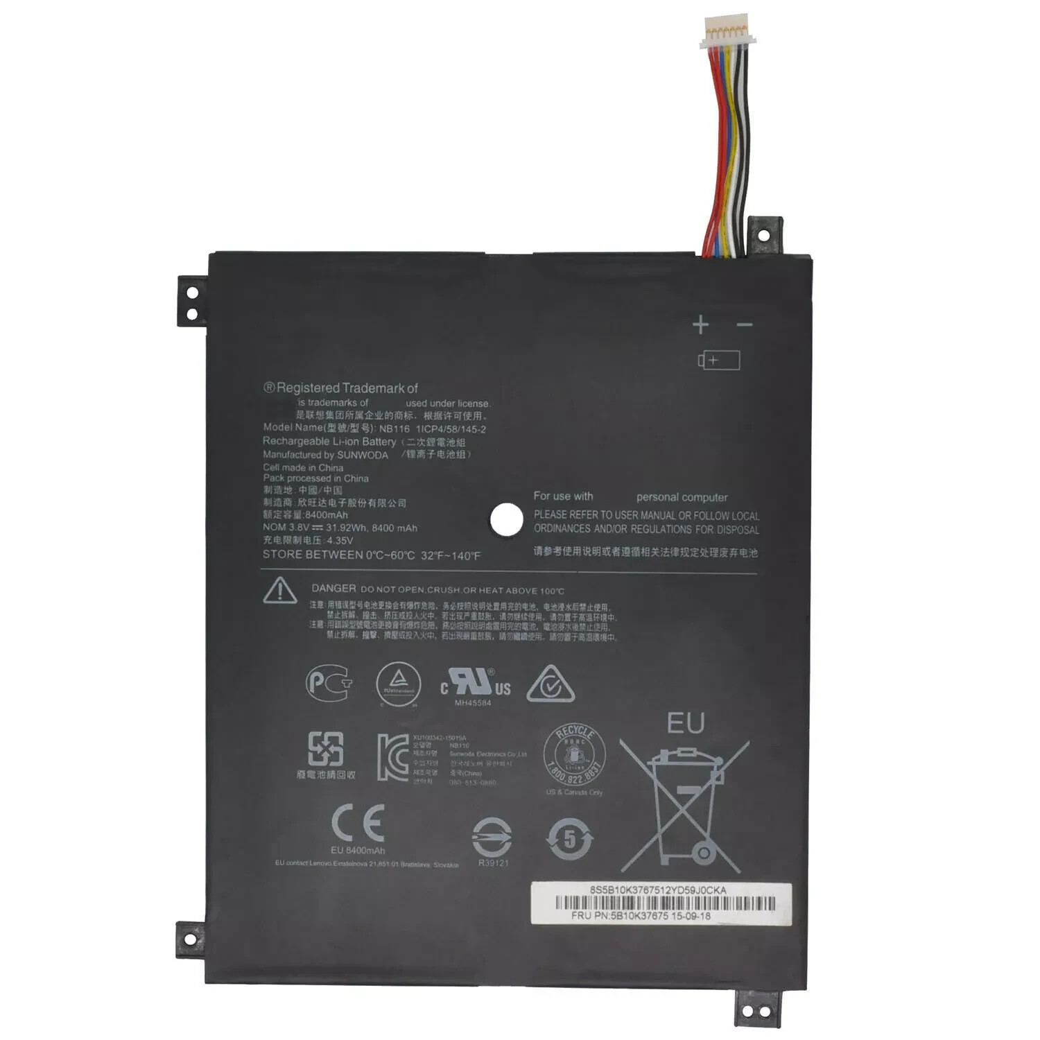 Genuine NB116 5B10K37675 Battery for Lenovo IdeaPad 100S-11IBY 80R2 100S-80 100S