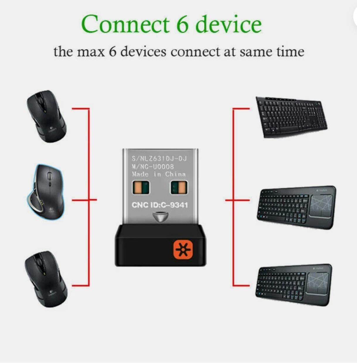 Wireless USB Unifying Receiver Dongle For Logitech K350 K340 N305 K800 General