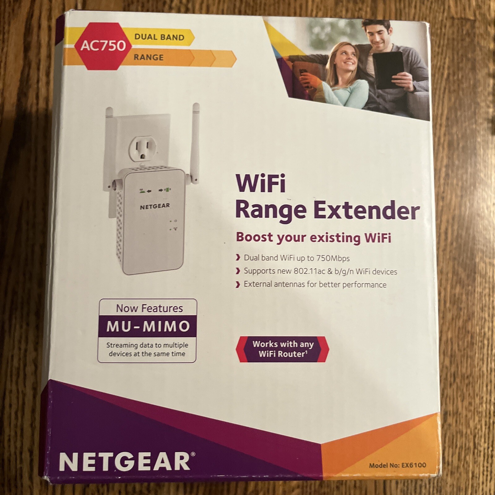 NETGEAR - AC750 Dual-Band Wi-Fi Range Extender - White, Model EX6100