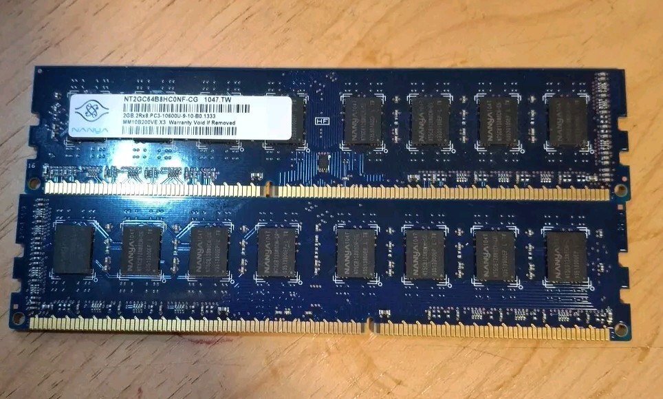 Nanya NT2GC64B88B0NF-CG 4GB 2 x 2GB PC3-10600U DDR3 1333 Desktop Memory Kit