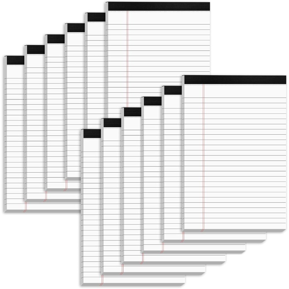 5" x 8" Note Pads 12 Pack of Legal Pads 30 Sheets Notepad College Ruled Small