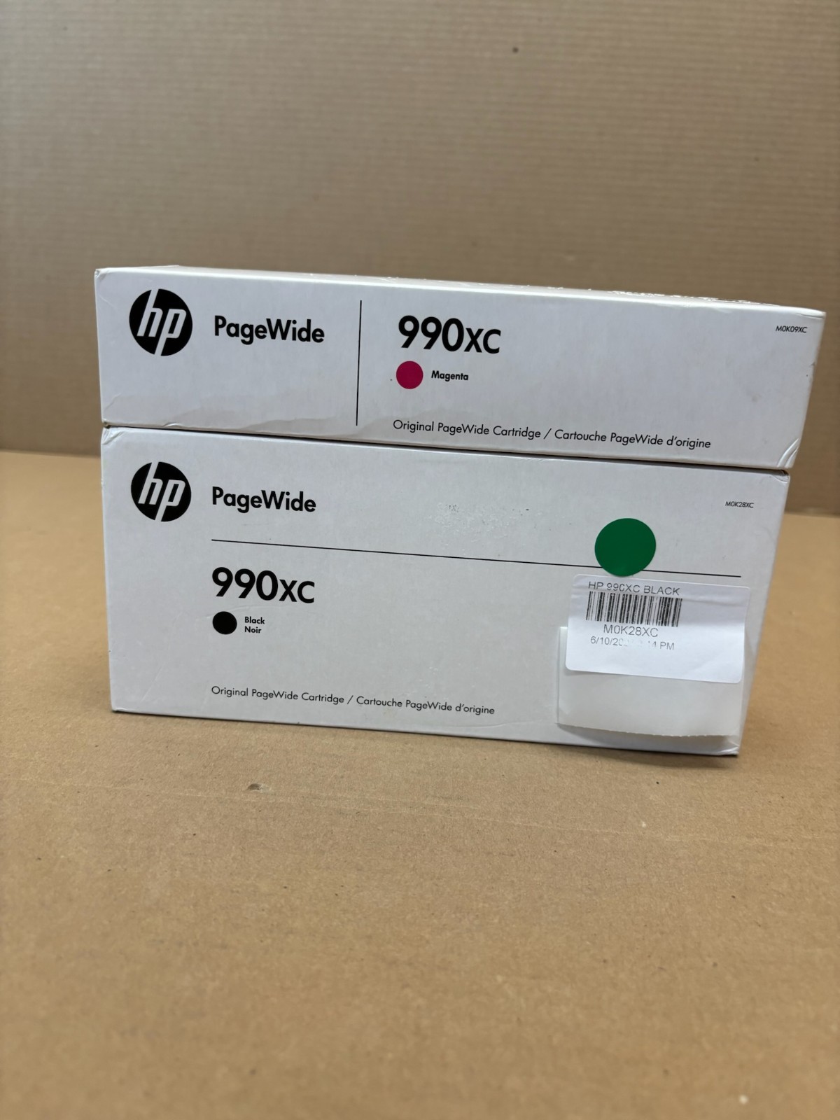 2 Genuine HP 990XC P75050, P77750 Magenta & Black Inks M0K09XC M0K28XC (2028)