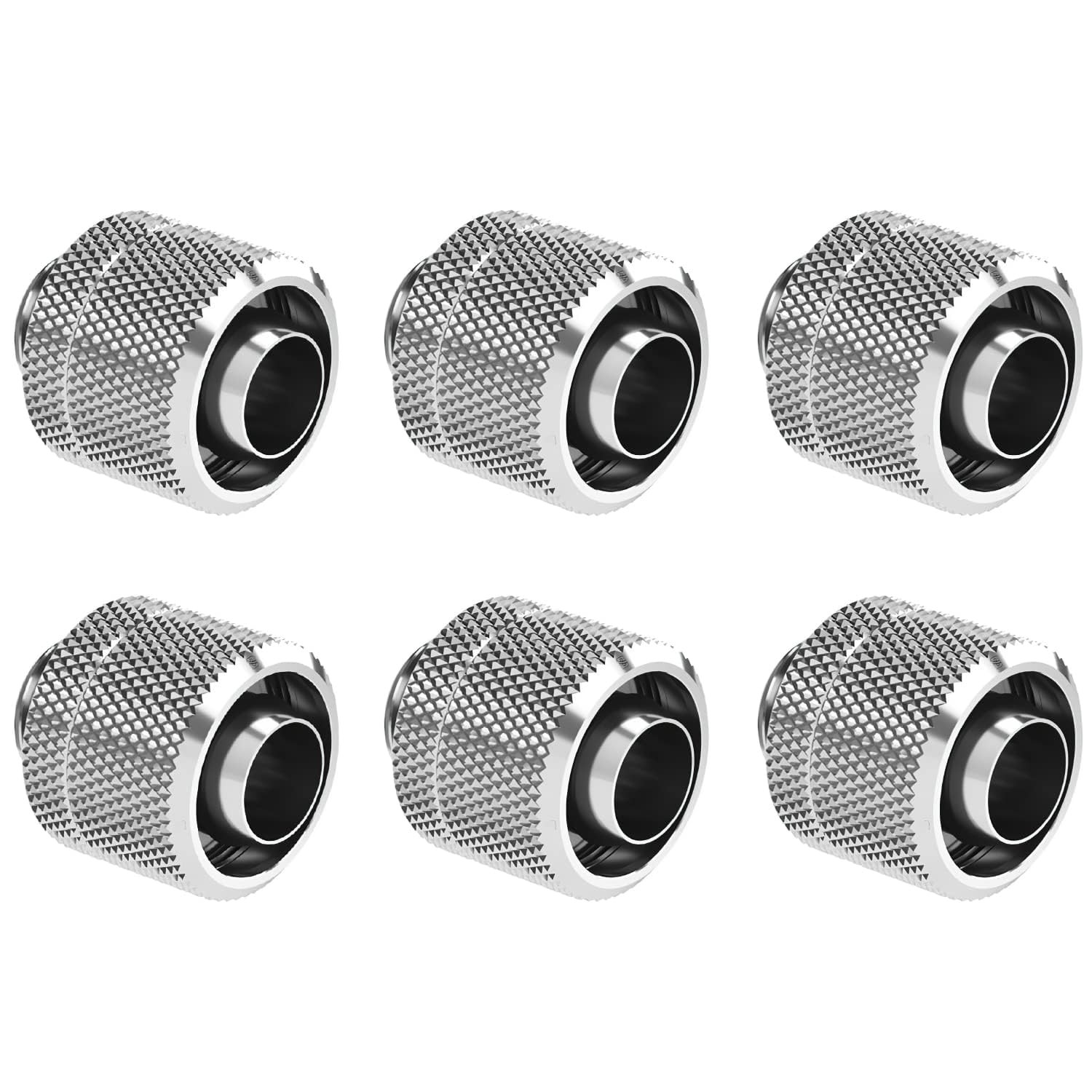 Dracaena.io 6-Pack G1/4 Soft Tube Compression Fitting, 3/8ID 5/8OD, Silver