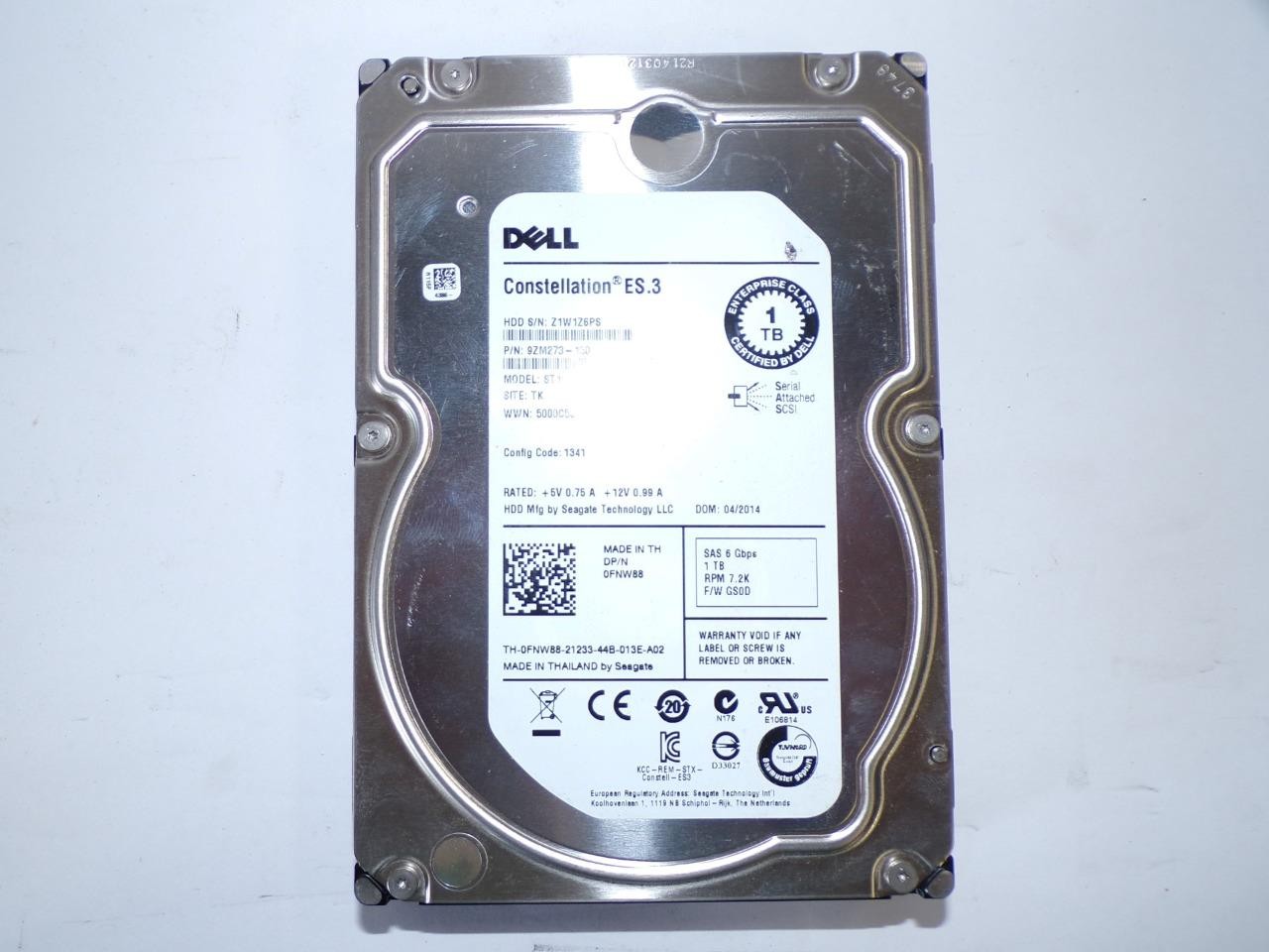 Dell Constellation ES.3 ST1000NM0023 1TB SAS HDD 0FNW88 3.5" FNW88 (V5999)