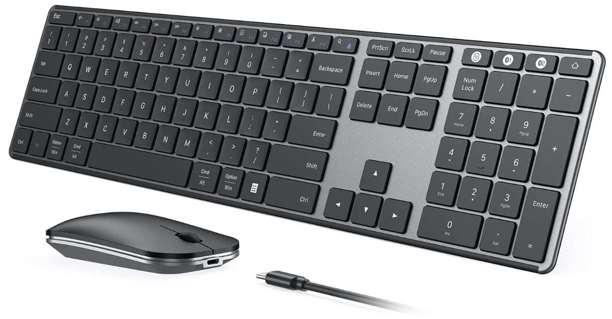 Combo de teclado y ratón inalámbricos Bluetooth recargables multi-dispositivo