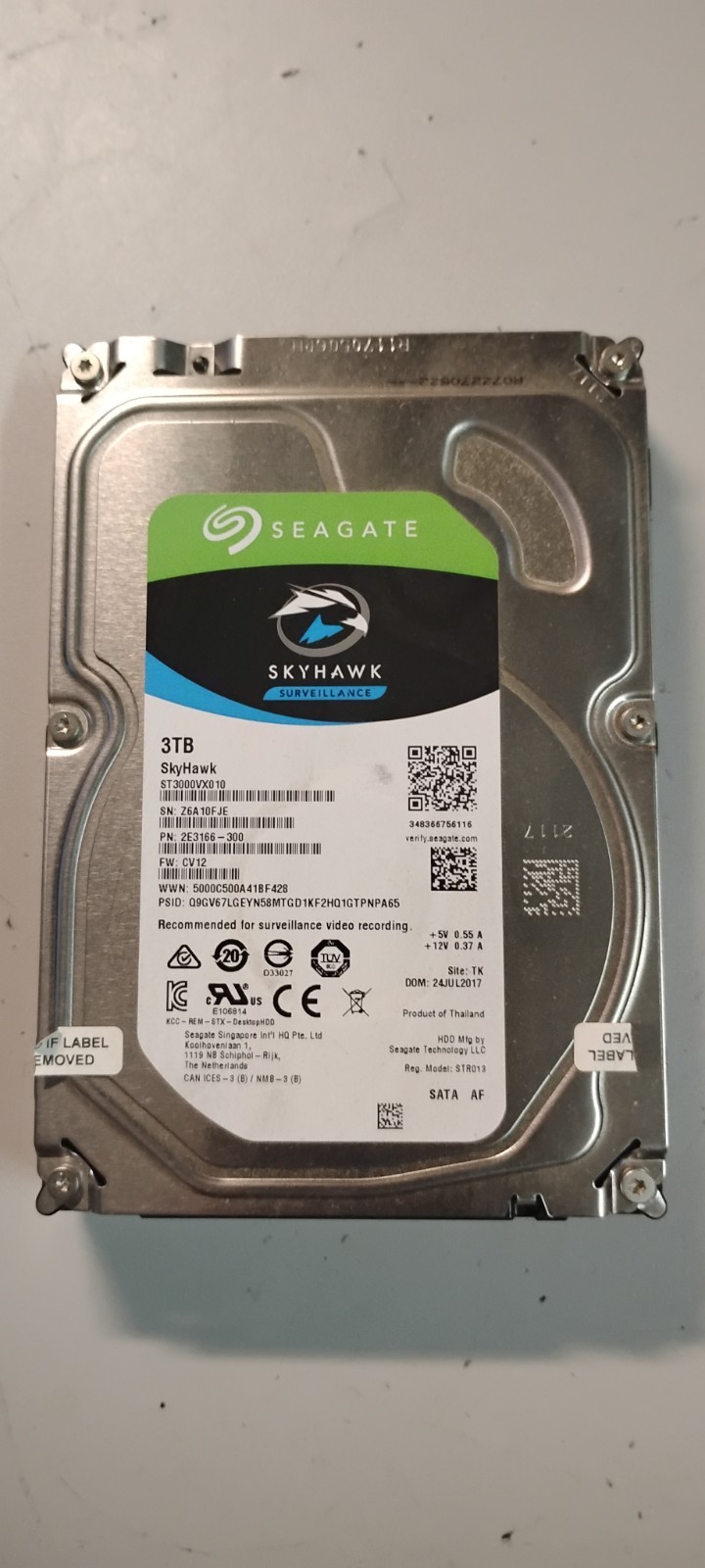 Seagate Surveillance Skyhawk 3 TB,Internal, 3.5" (ST3000VX010) Hard Drive