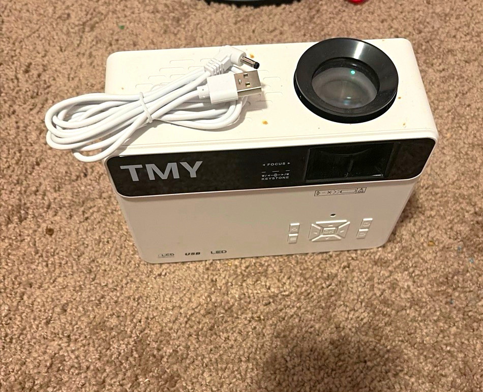 TMY Model TMY LED Mini Desktop Projector, White, USB Connectivity