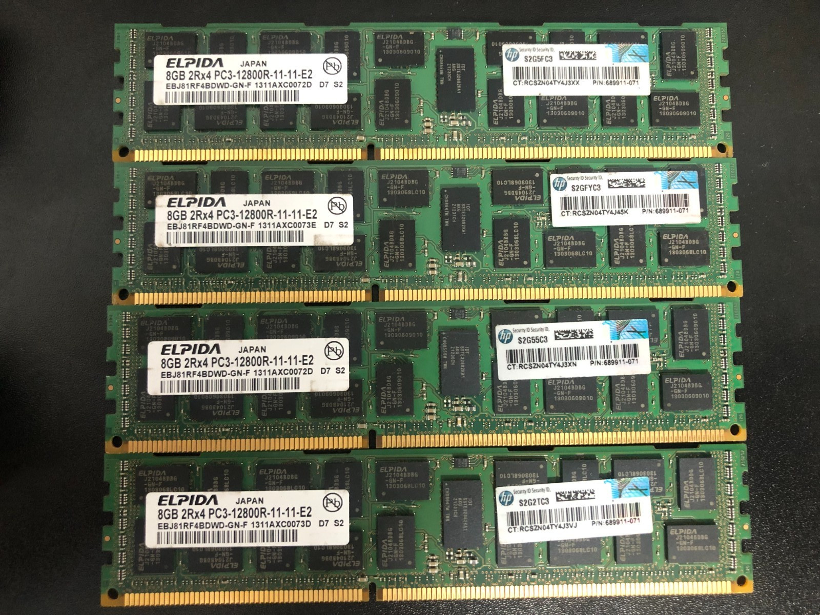 ELPIDA 32GB (4 x 8GB) PC3-12800R DDR3 1600 ECC Memory Kit