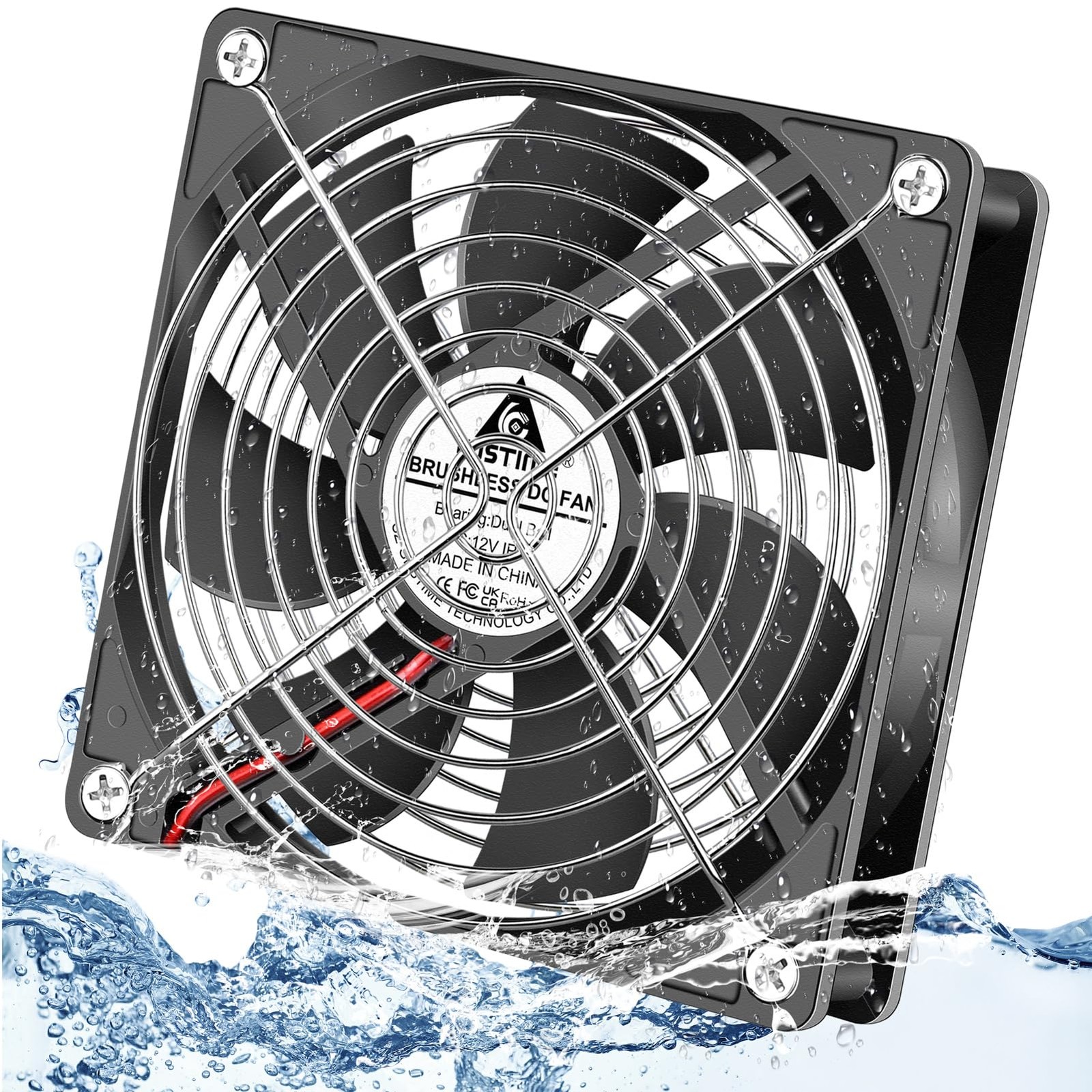 GDSTIME 120mm x 25mm 12V DC IP67 Waterproof Fan 2Pin Dual Ball High Speed