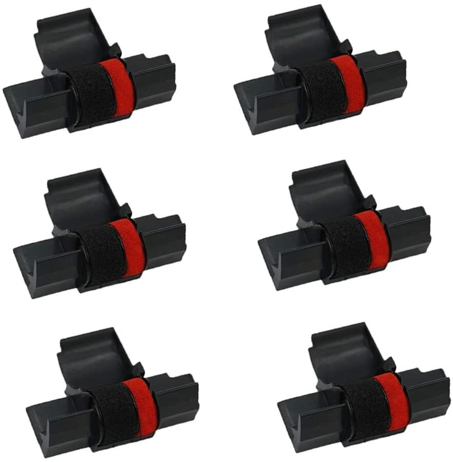 (6) Casio HR-170L HR-170LB HR-170RC Calculator Black & Red Ink Rollers