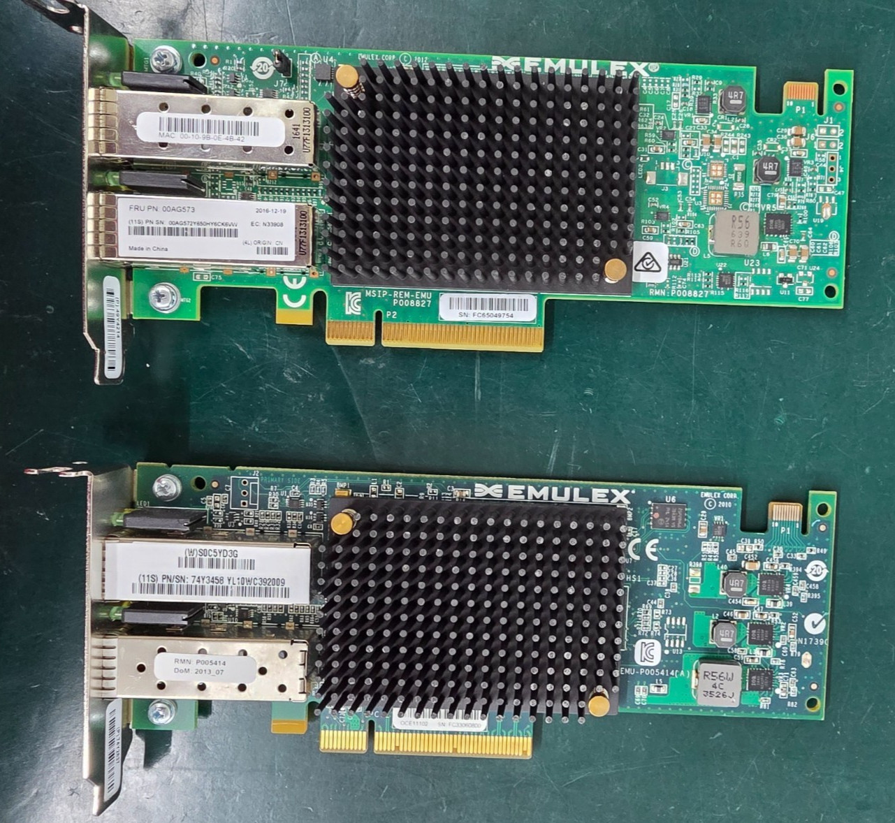 Lot of  3 EMULEX P005414-02B 005630-06A 10GB DUAL PORT PCI-E NETWORK  CARD