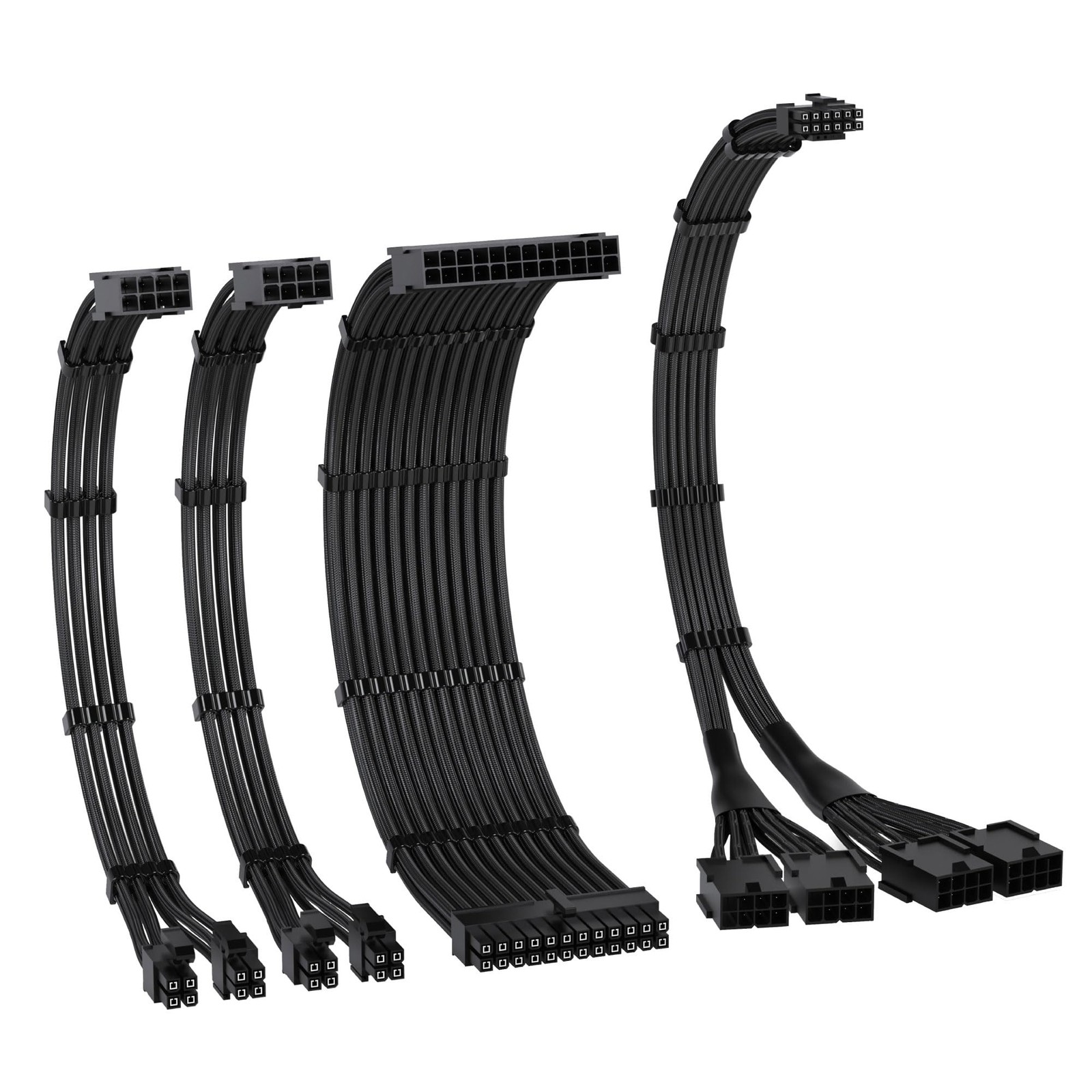 PCIE 5.0 12VHPWR Sleeved Cable Kit 16AWG Power Supply Extension Black