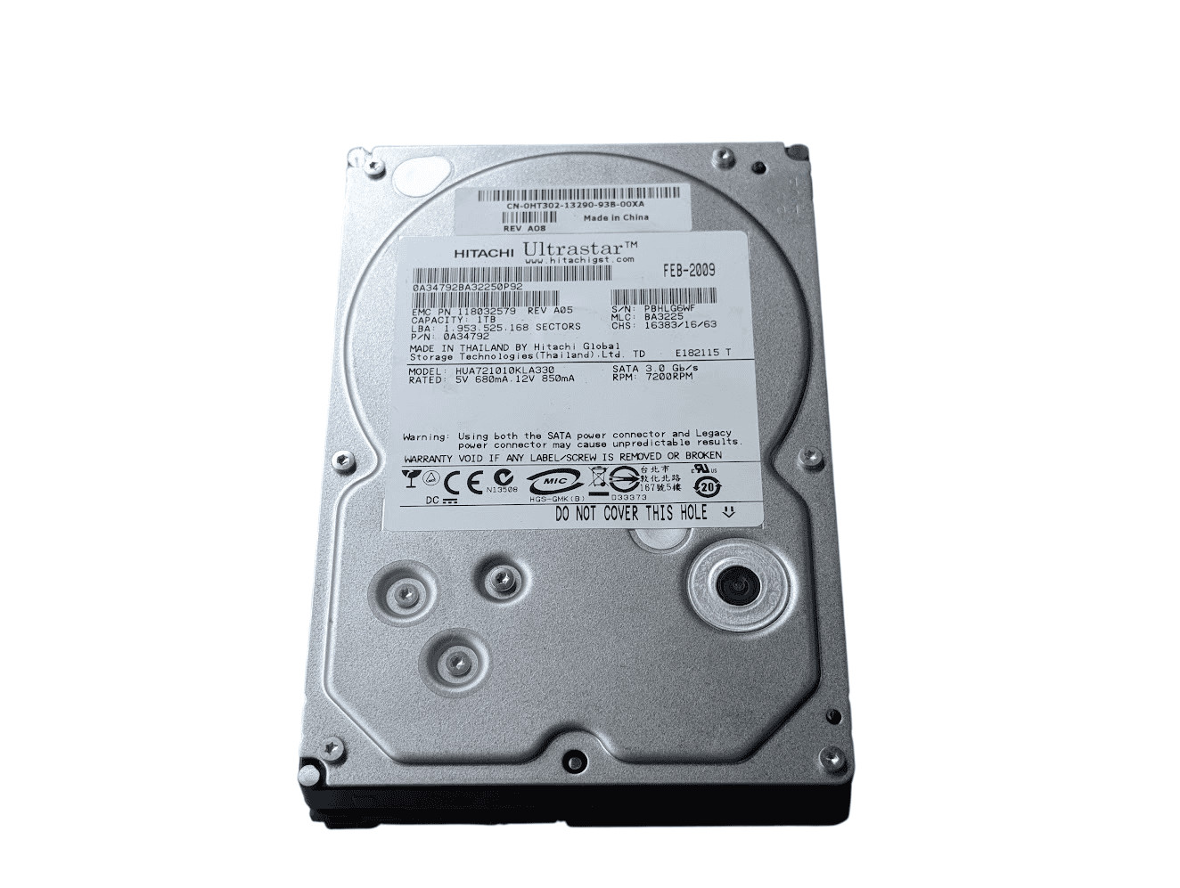 Hitachi Ultrastar 0A34792 1TB SATA 3Gb/s 3.5" Hard Drive HUA721010KLA330