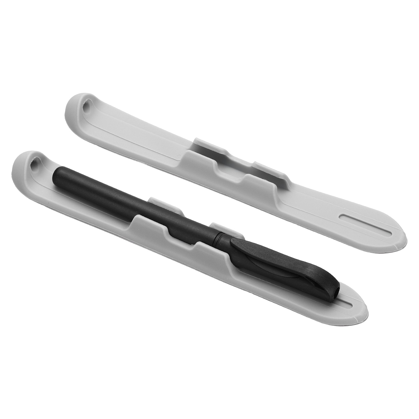 2Pcs 6.9" Grey Silicone Pencil Holder with Strong Adhesive Grip Sleeve